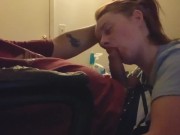 Preview 5 of A little redhead pawg chokes on my dick and swallows my nut