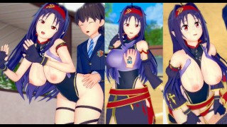 [Хентай-игра Коикацу! ] Займитесь сексом с Большие сиськи SAO Konno Yuuki.3DCG Эротическое аниме-вид
