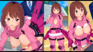 [Хентай-игра Коикацу! ] Займитесь сексом с Большие сиськи SAO Ren.3DCG Эротическое аниме-видео.