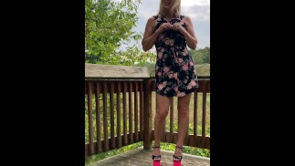 MILF in Stripper Outfit Fingering Outdoors!