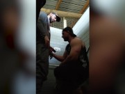 Preview 1 of Found a bodybuilder cruising in the public toilet so I tied him up and fucked him raw