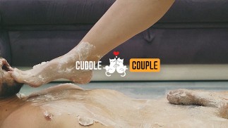 Messy cake trampling footjob