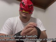 Preview 1 of Japanese chubby suit man, restrained and blindfolded and mass ejaculation with vibrator