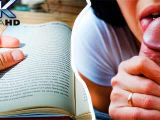 Gave a Blowjob to my Boyfriend while he was Reading a Book - 4k POV