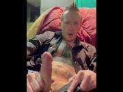 Preview 5 of Beermunkie in black curious guy  jerking that white trash punk  huge cock until he tastes his own cu