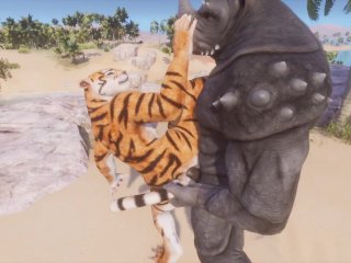 Wild Life / Furry Mating_Rihno and_Tiger