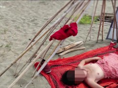 Video Milf touches dick in public on the canary nudist beach in front of people watching - MissCreamy