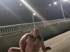 Chub Tranny Strips Naked in Public and Masturbates