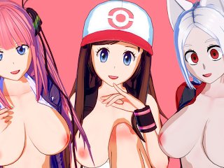 quintuplets, pokemon, female orgasm, anime