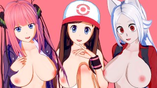 Anime-Creampie-Zusammenstellung Mit Der Quintessenz Der Quintuplets Von Pokémon Helltaker
