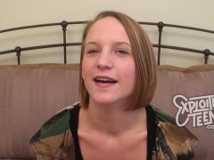 Watch this brand new teen deep throat a fat cock