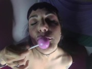 Preview 5 of Cecile Pleasure plays with a lollipop in her pussy -PORN ART