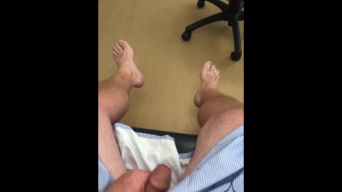 Risky Doctor’s Office Masturbation: Male Patient in a Gown Plays W/ His Penis Hoping to get Caught 