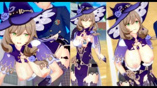 [Hentai-Spiel Koikatsu! ]Haben Sie Sex mit Big Titten Genshin Impact Lisa.3DCG Erotisches AnimeVideo