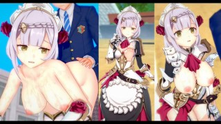 [Hentai Game Koikatsu! ] Faça sexo com Peitões Genshin Impact Noelle.Vídeo 3DCG Anime Erótico.