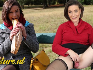 French MILF Eats her Lunch outside before Leaving with a Stranger & getting Ass Fucked