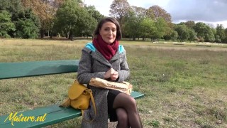 French MILF Eats Her Lunch Outside Before Leaving With a Stranger & Getting Ass Fucked