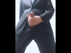 スーツ男子がチャックをおろしてオナニー！ 素人 個人撮影 自撮り エロ フェチ コスプレ 女性向け ゲイ バイ - Screenshot 7 of 16 - Asian