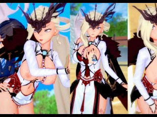 [无尽游戏 Koikatsu ！ ] 与 Genshin Impact 发生性关系 大山雀 La Signora。 3DCG 色情动漫视频。
