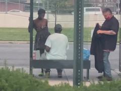 STRIPPING ON THE BLVD😂 SMOKING MOON ROCS WITH HER TITTIE OUT