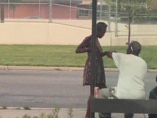 STRIPPING ON THE BLVD😂 SMOKING MOON ROCS WITH HER TITTIE OUT