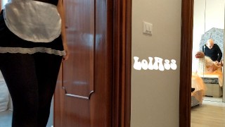 First he fucks the maid and then he destroys his wife's ass - Full video