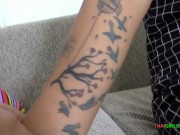 Preview 1 of Cute tattooed Thai teen gives me a sensual blowjob