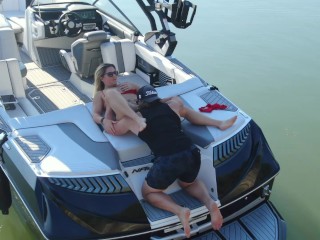 MILF getting her Pussy Licked on a Boat in the Middle of the Lake