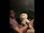 Preview 4 of Public Plushie Porn - Fucking My Teddy Bear in My Car in a Parking Garage at a Local College