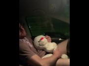 Preview 5 of Public Plushie Porn - Fucking My Teddy Bear in My Car in a Parking Garage at a Local College