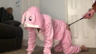 Bunny onesie spanked and fucked by bear