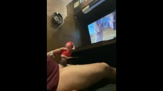 Masturbating using TENGA while watching madeincanaria's porn video