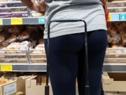 Preview 1 of CANDID Seethrough Tight LEGGINGS of a LATINA Babe in a SHOPPING MALL