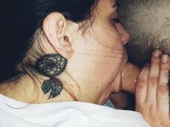 Hot wife sucks and drools on husband's cock!!