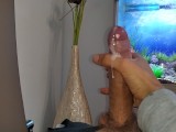 Hot Young Guy Wanks His Nice Big Cock Until He Cums Slowly In Front Of The Aquarium