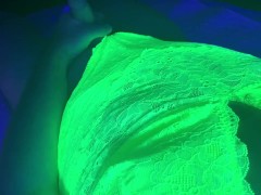 Almost 2 hour long Jerk Session in new Sexy Laundre UV lighting black light hot golden shower Piss