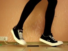 TRANNY GIANTESS CRUSHES TOY CARS IN SNEAKERS, MINI SKIRT AND DARK PANTYHOSES - 1 (CRUSH FETISH)