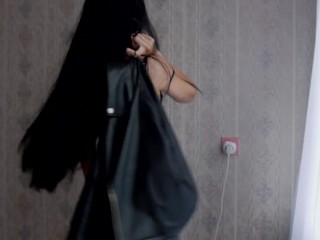 Petite wifein leatherclothes showing off her hot body