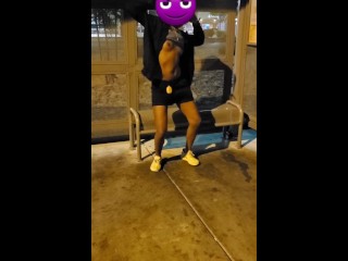Dancing Topless at Bus Stop in Vegas
