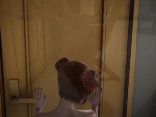 Tenten is ass fucked to orgasm in front of the bathroom_mirror