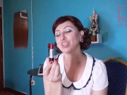 Preview 2 of Red lipstick kissing teasing by Regina Noir. Teaser