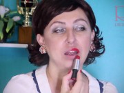 Preview 4 of Red lipstick kissing teasing by Regina Noir. Teaser