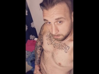 Sexy Tatted Dude Busting a Nut