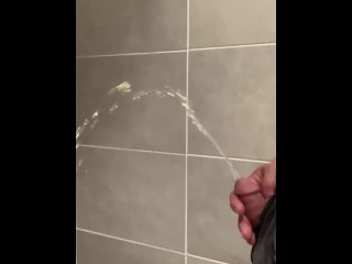 Peeing in a High Arc into the Urinal - Pissing all over the Place like an Asshole and Loving it