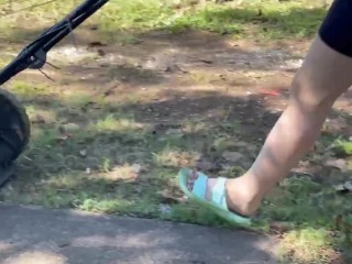 Sexy Legs Mowing the Lawn ASMR