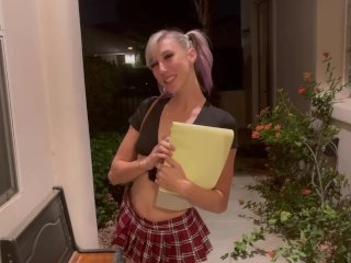 blonde, teasing, school, small tits