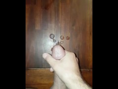 PoV Hot guy jerks off his mushroom head cock on table precum closeup HQ 60fps Snapchat