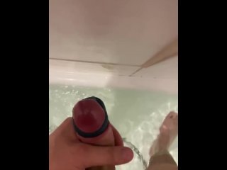 cumming with a toy