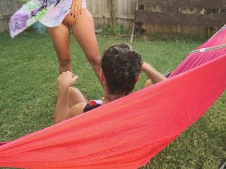 Beautiful Latina Wife JollaGets Pussy Eaten While Lounging on aHammock