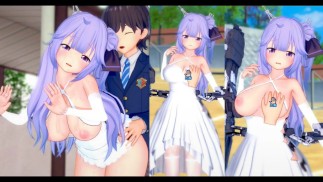 [无尽游戏 Koikatsu ！ ] 与 Azur Lane 发生性关系 大山雀 Unicorn 。 3DCG 色情动漫视频。